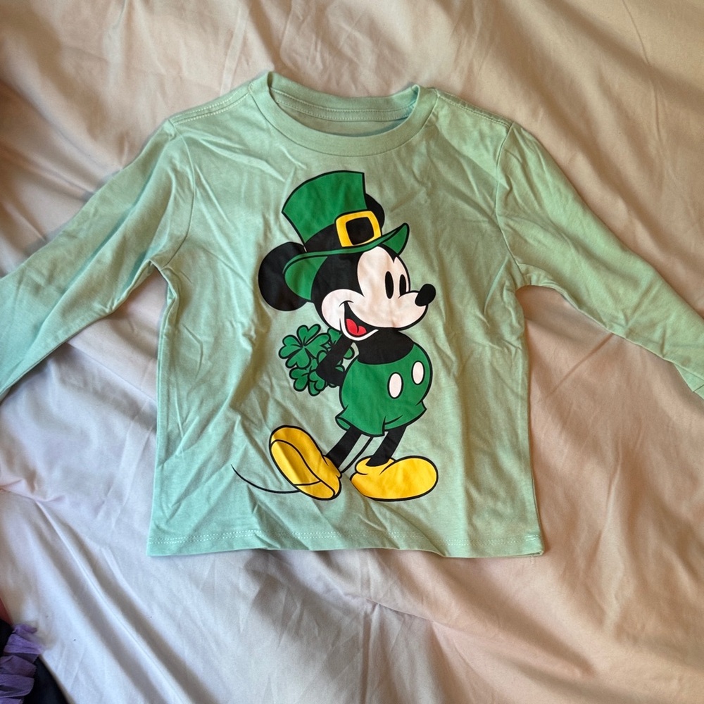 Disney Kids Mint Green Mickey Mouse Long Sleeve Tee